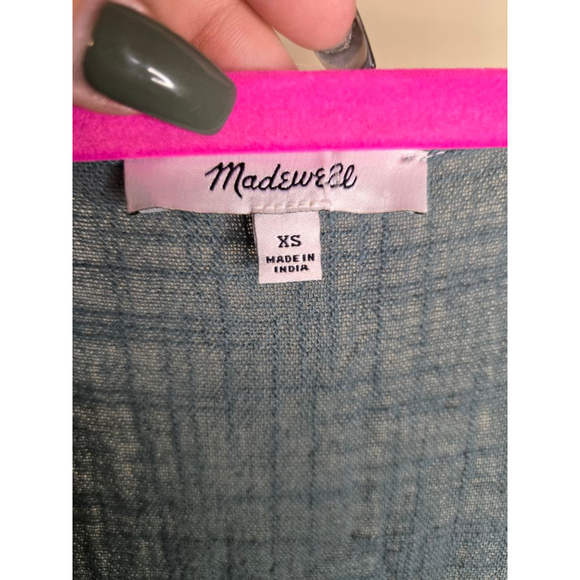 Madewell Teal Crinkle Cotton V-Neck Maxi Dress XS - Picture 7 of 10